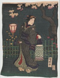 ちりめん絵【国明】「江戸紫花のうつしえ」（3連の右と左）