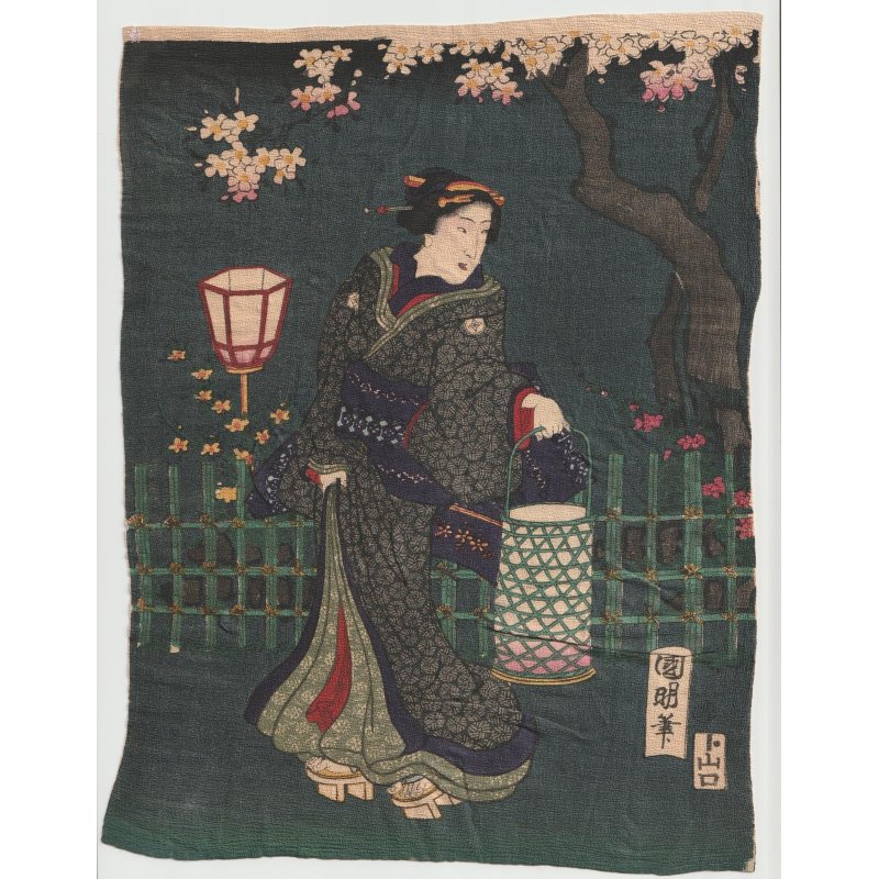 画像1: ちりめん絵【国明】「江戸紫花のうつしえ」（3連の右と左）