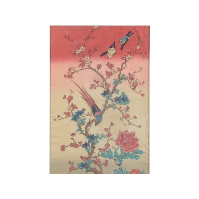 画像6: 　ベルナール献呈大型品　無題（紅白梅・椿・小鳥・雁）明治期