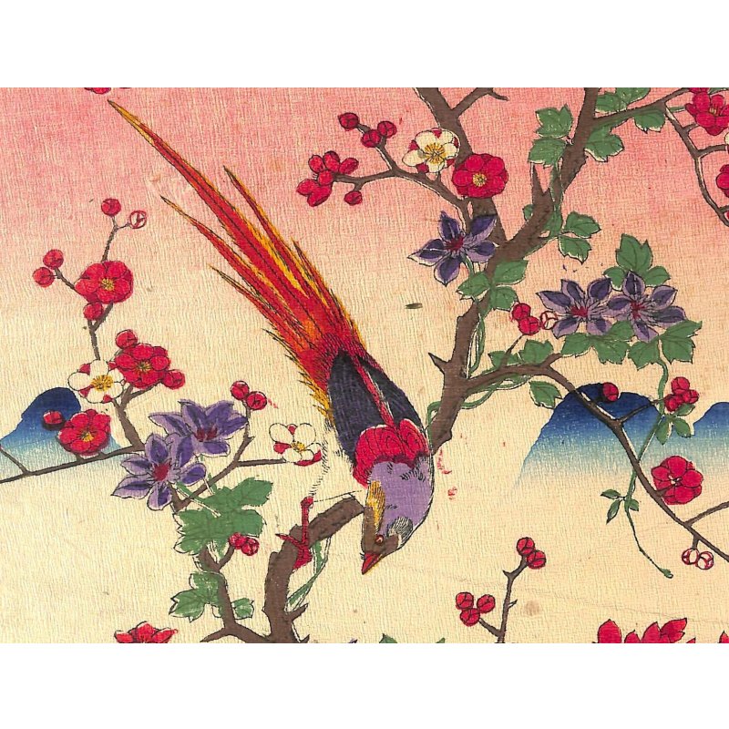 画像4: 　ベルナール献呈大型品　無題（紅白梅・椿・小鳥・雁）明治期