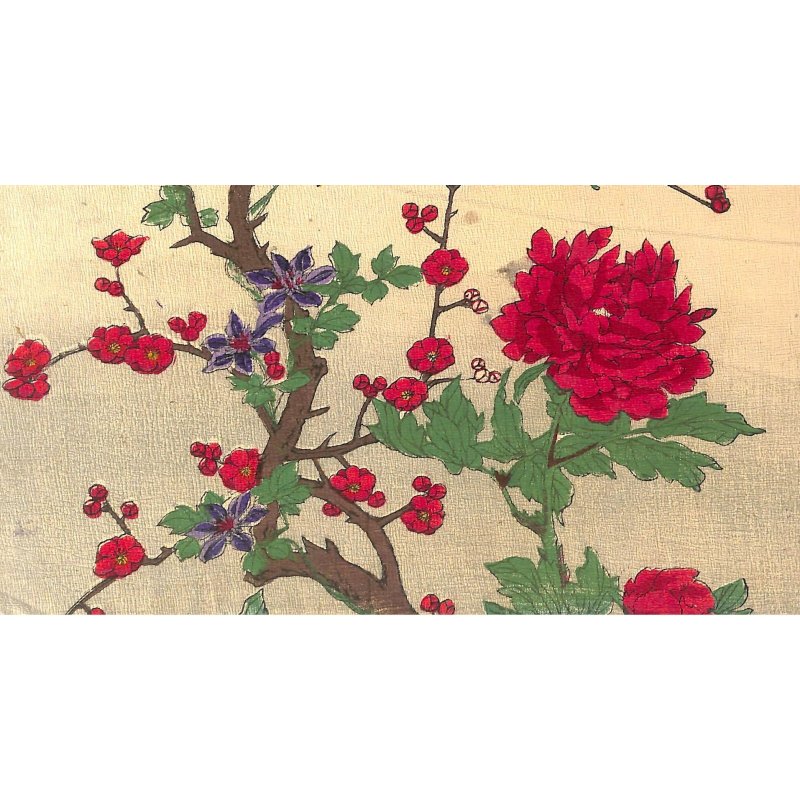 画像5: 　ベルナール献呈大型品　無題（紅白梅・椿・小鳥・雁）明治期