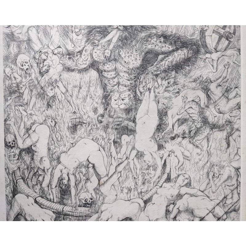 画像5: 藤田嗣治　大判リトグラフ額入り「黙示録」の部分・地獄図　40×32cm　