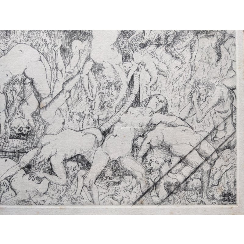 画像10: 藤田嗣治　大判リトグラフ額入り「黙示録」の部分・地獄図　40×32cm　