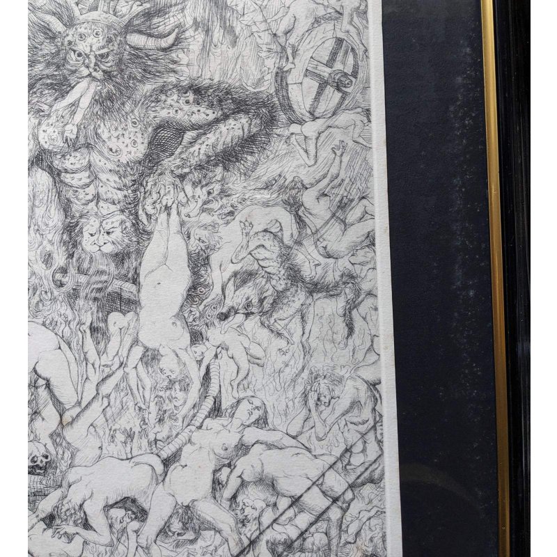 画像12: 藤田嗣治　大判リトグラフ額入り「黙示録」の部分・地獄図　40×32cm　