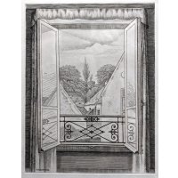 長谷川潔 「開かれた窓」　ビュラン