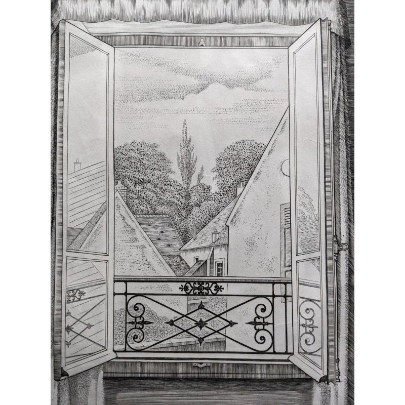 画像2: 長谷川潔 「開かれた窓」　ビュラン